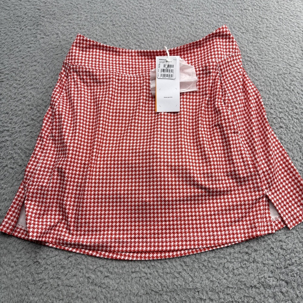 Puma Golf Skirt Womens Small Luna Mono Check Red Skort Tennis 635036 02